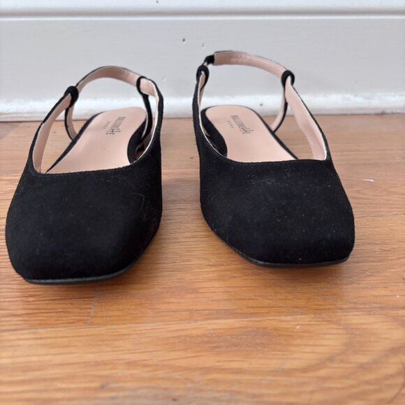 Ballerete Black Suede Square Toe Slingback Ballet Flats - Picture 8 of 12